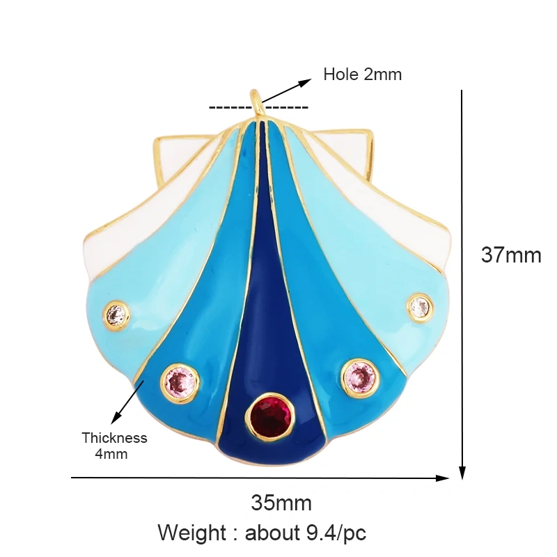 Fashion Enamel Shell Sea Animal Charm Pendant,Real 18K Gold Plated Zircon Necklace Bracelet Pendant  Jewelry Accessories M27