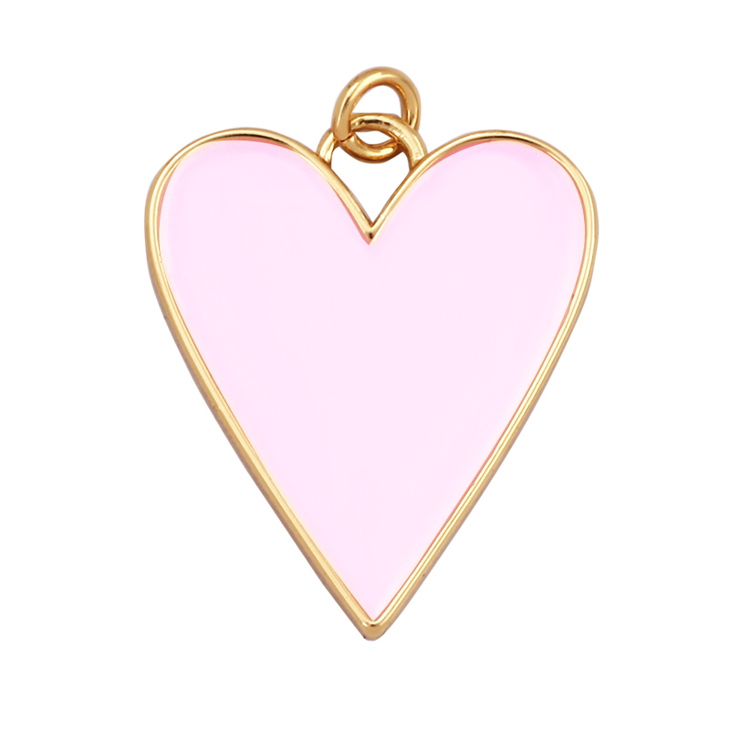 Colourful Enamel Heart Charm Neon Pink White Black Blue Pendant Oil Dropped , Real Gold Plated Colour for Necklace Bracelet K10
