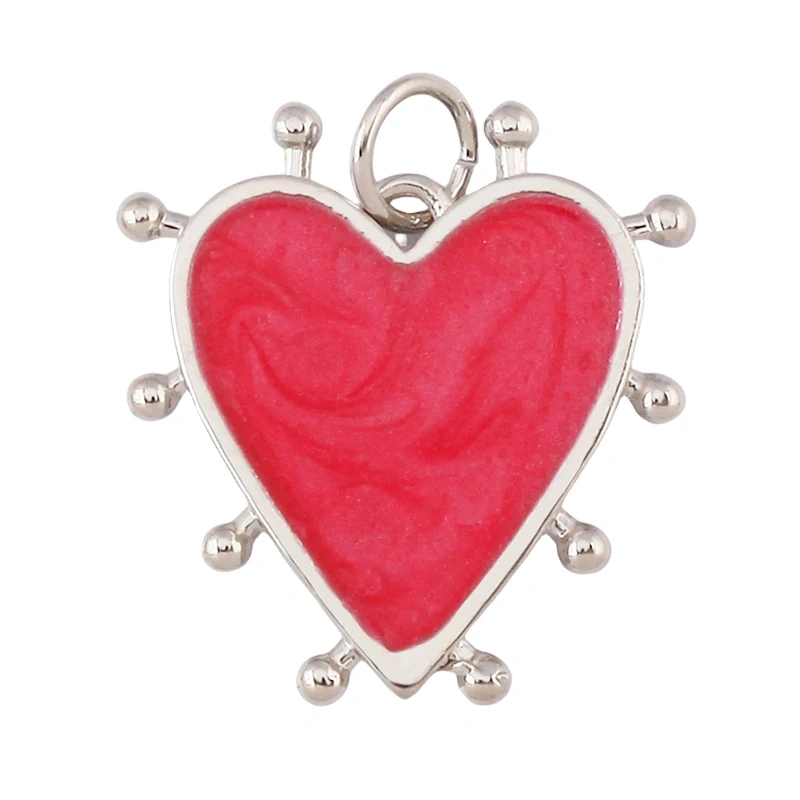 Fashion Enamel Red Heart Charm Pendant,Real 18K Gold Plated Zircon Necklace Bracelet Pendant Handmade Jewelry Accessories L49