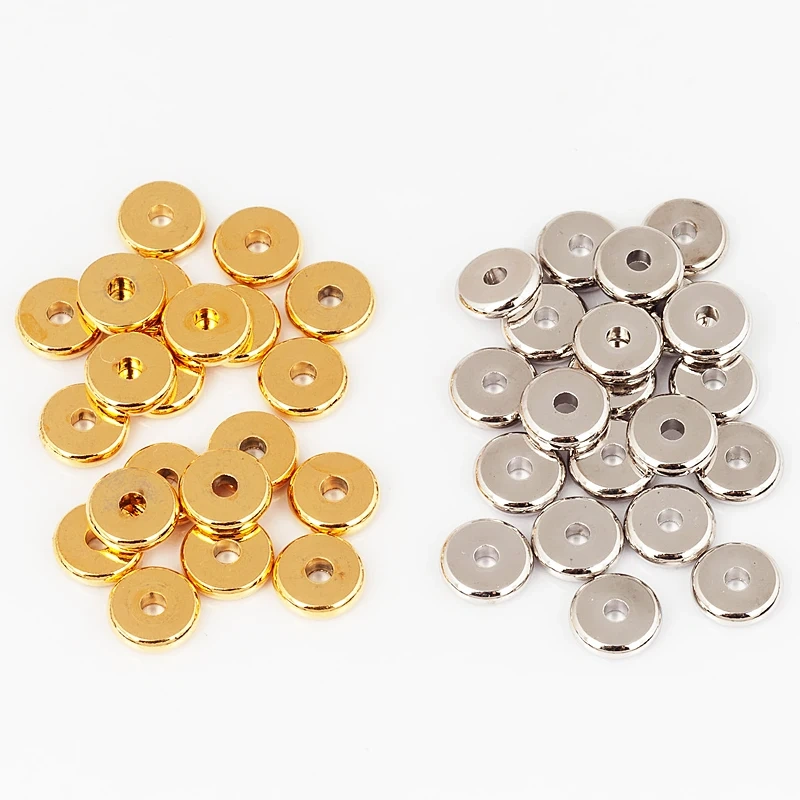 24K Vacuum Gold Plated 4-12mm Separators Brass Spacer Beads,Round Flat ,Not Easy to Tarnish , Jewelry Making Supplies S39