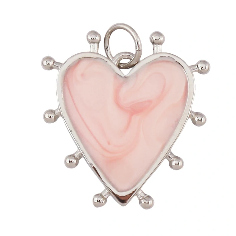 Fashion Enamel Red Heart Charm Pendant,Real 18K Gold Plated Zircon Necklace Bracelet Pendant Handmade Jewelry Accessories L49