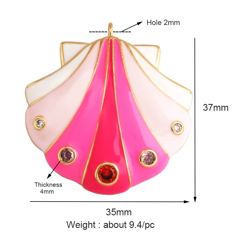 Fashion Enamel Shell Sea Animal Charm Pendant,Real 18K Gold Plated Zircon Necklace Bracelet Pendant  Jewelry Accessories M27