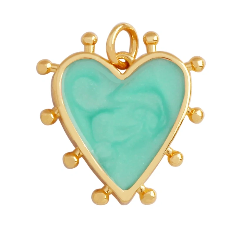 Fashion Enamel Red Heart Charm Pendant,Real 18K Gold Plated Zircon Necklace Bracelet Pendant Handmade Jewelry Accessories L49