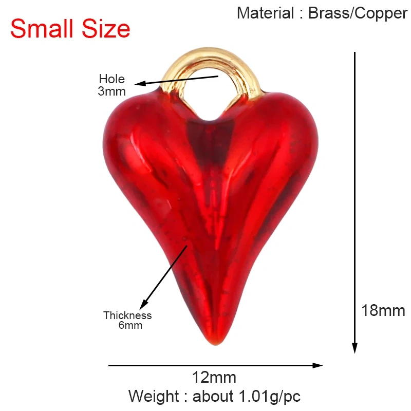 Trendy Without Zircon Love Heart Charm Pendant,Real 18K Gold Plated Necklace Bracelet DIY Handmade Jewelry Making Supplies K57