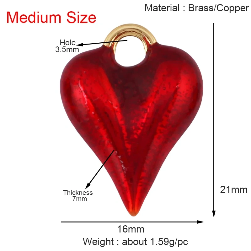 Trendy Without Zircon Love Heart Charm Pendant,Real 18K Gold Plated Necklace Bracelet DIY Handmade Jewelry Making Supplies K57