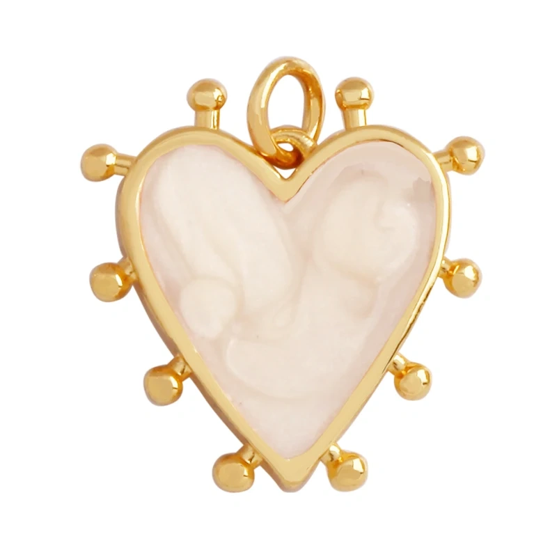 Fashion Enamel Red Heart Charm Pendant,Real 18K Gold Plated Zircon Necklace Bracelet Pendant Handmade Jewelry Accessories L49