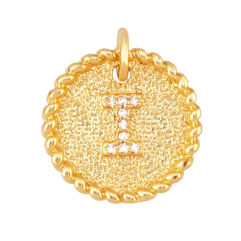 Initial letter Alphabet gold name charm pendant, clear CZ micro paved,  for handmade jewlery supplies