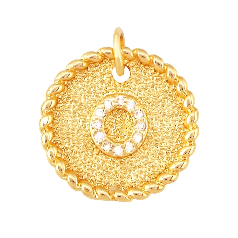 Initial letter Alphabet gold name charm pendant, clear CZ micro paved,  for handmade jewlery supplies