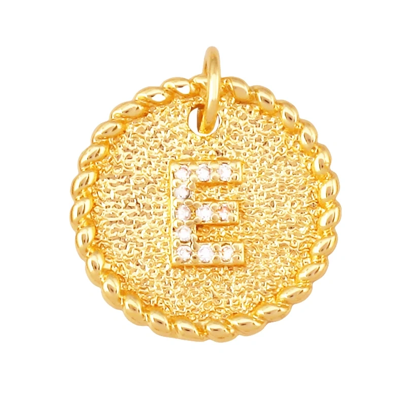 Initial letter Alphabet gold name charm pendant, clear CZ micro paved,  for handmade jewlery supplies