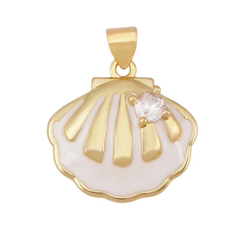 Jellyfish Ocean Shell Conch Red Lobster Sea Fish Shrimp Charm Pendant,Gold Plated Zircon Jewelry Findings Supply S73