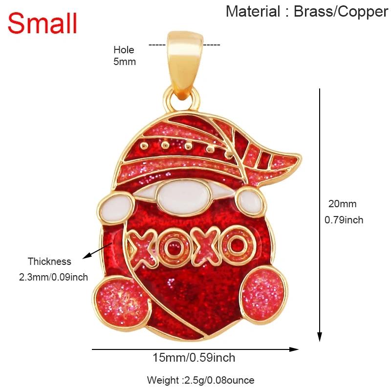 Glitter Red Kiss XOXO Love Heart Envelpe Charm, Brass 18K Gold Plated Necklace Bracelet DIY Jewelry Findings Making Supplies S61