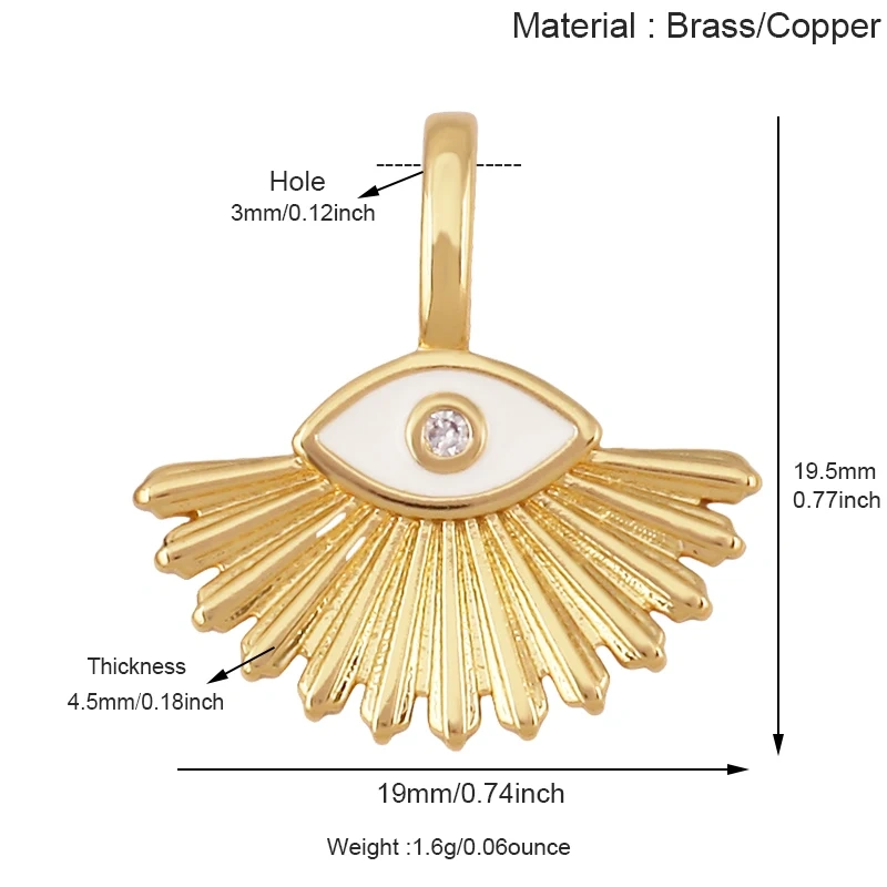 Blue Evil Eye Turkish Shell Round Charm,18K Real Gold Plated , Jewelry Necklace Bracelet Accessories Supplies S73