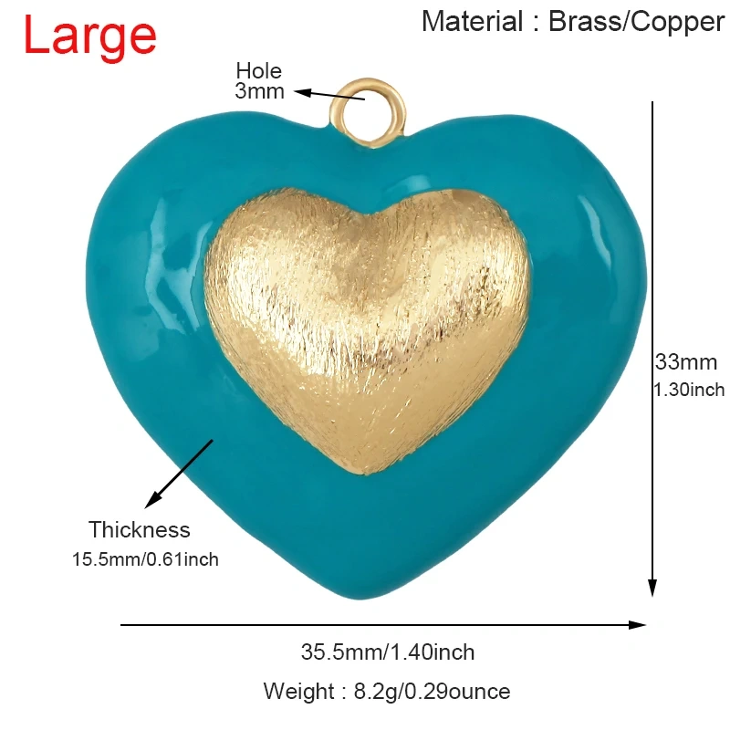 Paint Spray Red Pink  Heart Focal Charm Pendant,Full Cubic Zirconia Real 18K Gold Plated Jewelry Necklace Accessories Supply S30