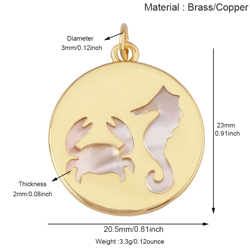 Jellyfish Ocean Shell Conch Red Lobster Sea Fish Shrimp Charm Pendant,Gold Plated Zircon Jewelry Findings Supply S73