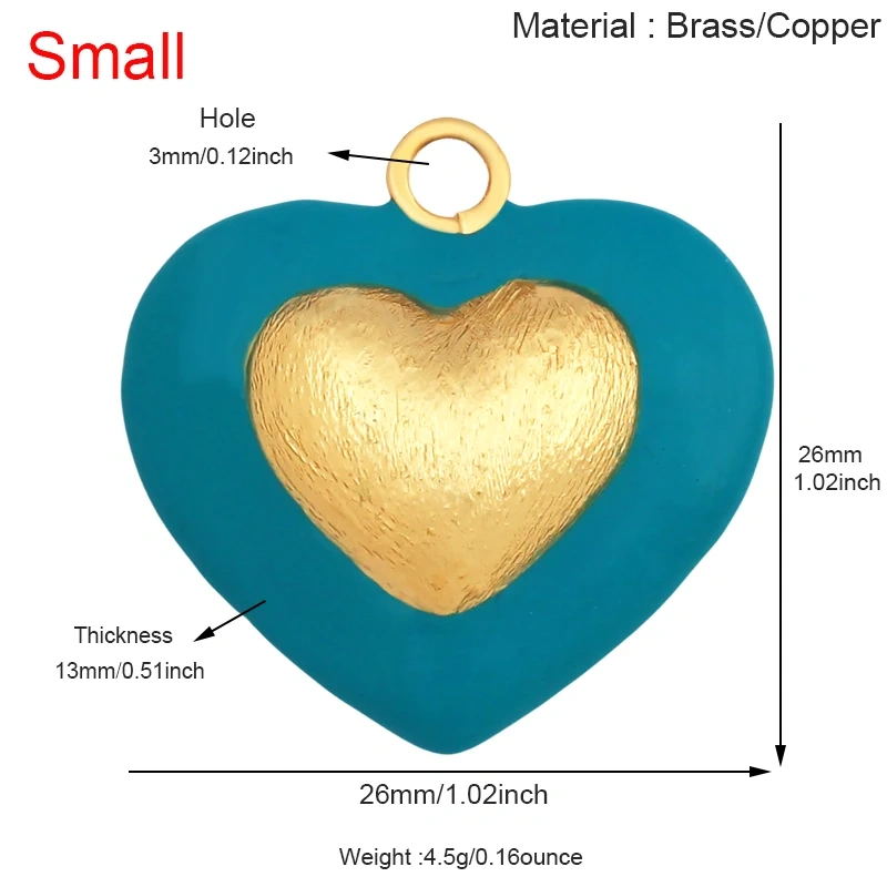 Paint Spray Red Pink  Heart Focal Charm Pendant,Full Cubic Zirconia Real 18K Gold Plated Jewelry Necklace Accessories Supply S30