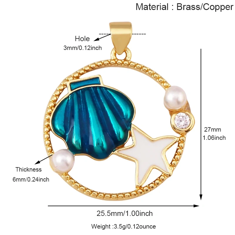 Jellyfish Ocean Shell Conch Red Lobster Sea Fish Shrimp Charm Pendant,Gold Plated Zircon Jewelry Findings Supply S73