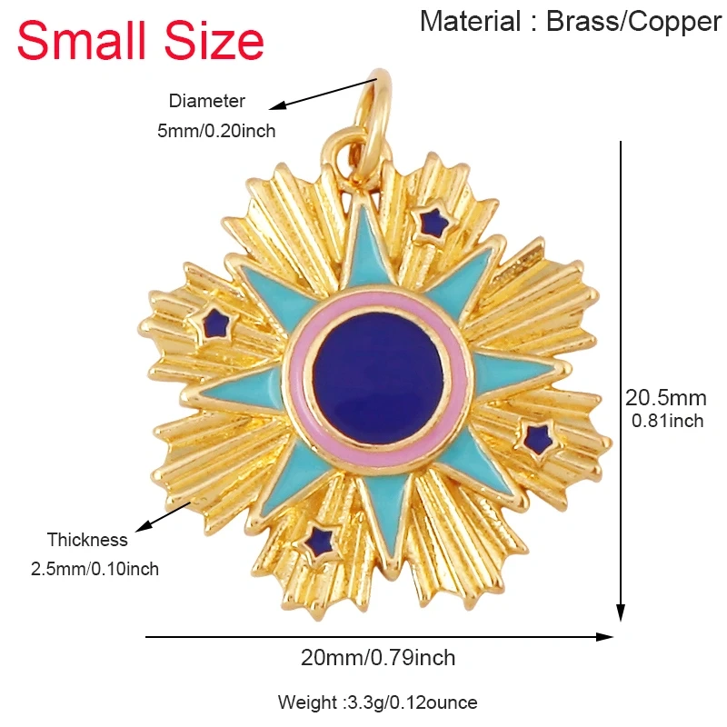 Celetial Sun Moon Polar North Star Flashing Bolt Charm Pendant,Colorful Enamel Gift Jewelry Necklace Bracelet Accessories S77