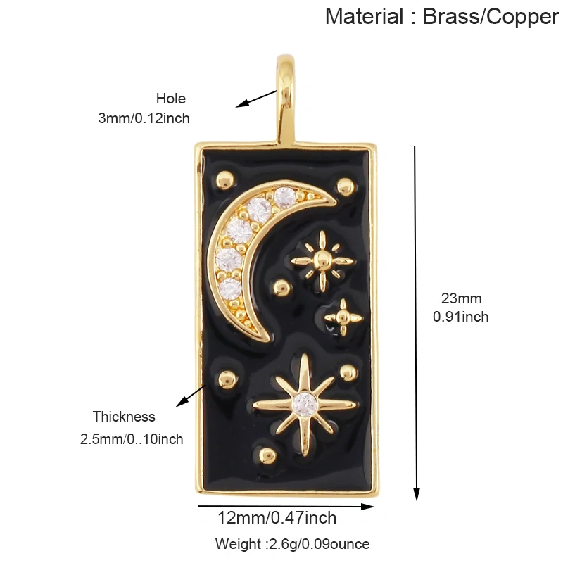 Celetial Sun Moon Polar North Star Flashing Bolt Charm Pendant,Colorful Enamel Gift Jewelry Necklace Bracelet Accessories S77