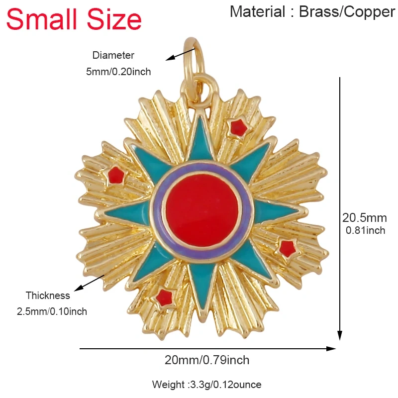 Celetial Sun Moon Polar North Star Flashing Bolt Charm Pendant,Colorful Enamel Gift Jewelry Necklace Bracelet Accessories S77