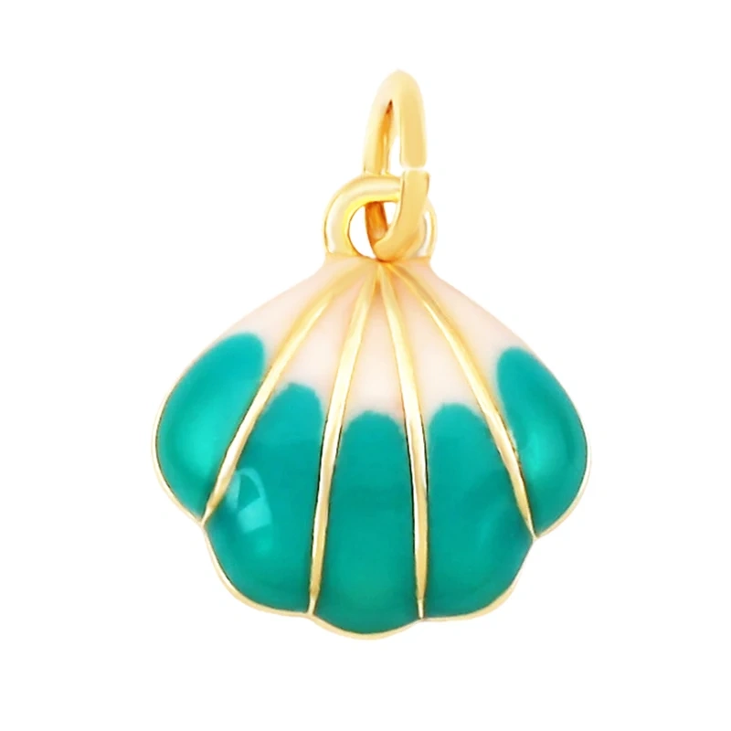 Jellyfish Ocean Shell Conch Red Lobster Sea Fish Shrimp Charm Pendant,Gold Plated Zircon Jewelry Findings Supply S73