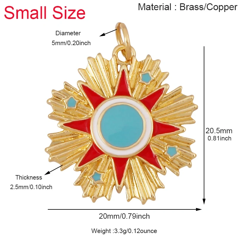 Celetial Sun Moon Polar North Star Flashing Bolt Charm Pendant,Colorful Enamel Gift Jewelry Necklace Bracelet Accessories S77