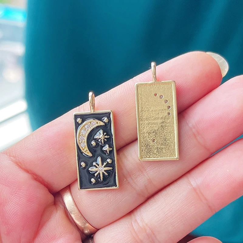 Celetial Sun Moon Polar North Star Flashing Bolt Charm Pendant,Colorful Enamel Gift Jewelry Necklace Bracelet Accessories S77