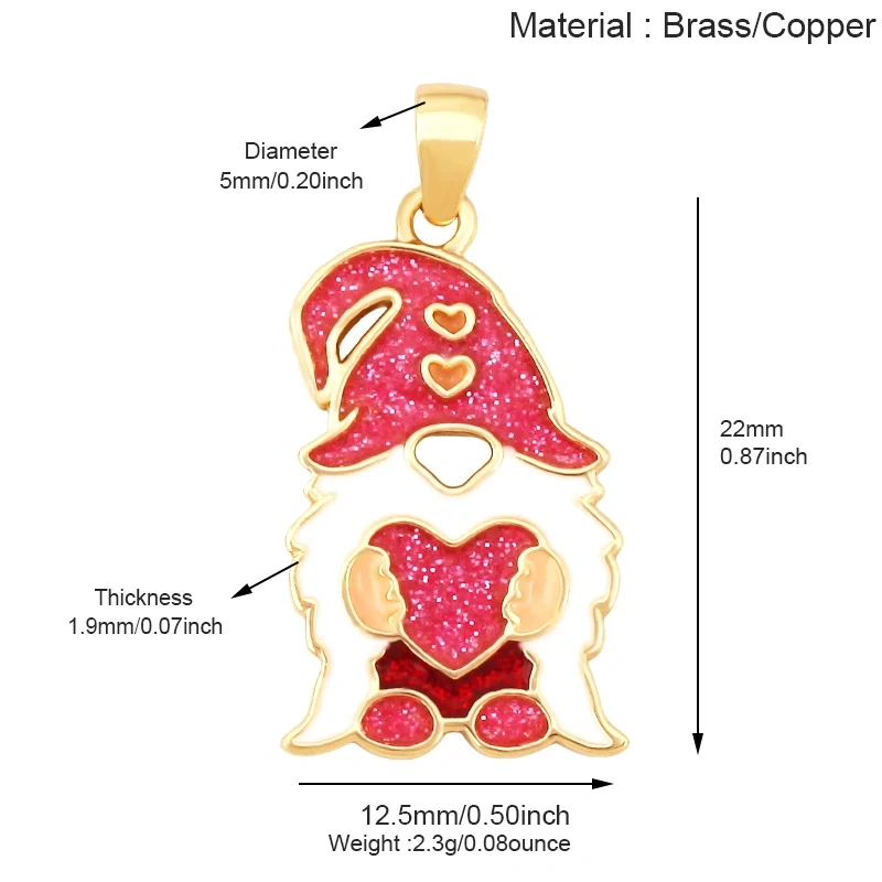 Glitter Red Kiss XOXO Love Heart Envelpe Charm, Brass 18K Gold Plated Necklace Bracelet DIY Jewelry Findings Making Supplies S61