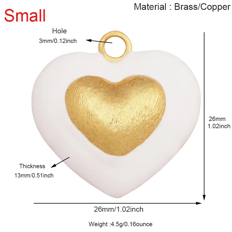 Paint Spray Red Pink  Heart Focal Charm Pendant,Full Cubic Zirconia Real 18K Gold Plated Jewelry Necklace Accessories Supply S30