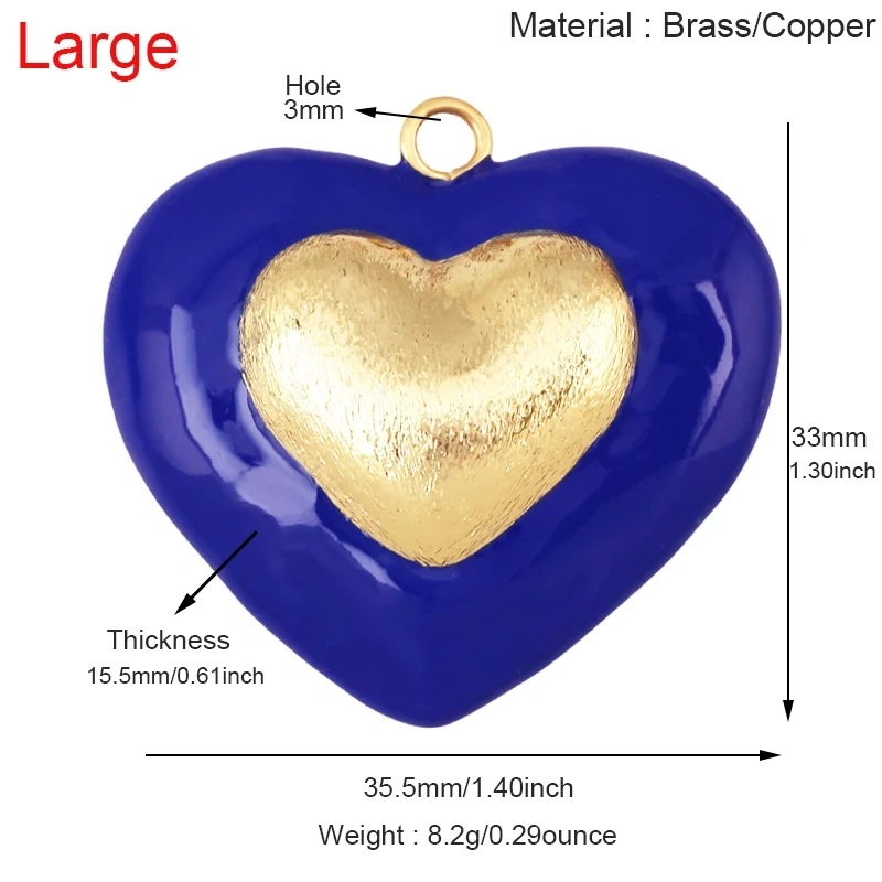 Paint Spray Red Pink  Heart Focal Charm Pendant,Full Cubic Zirconia Real 18K Gold Plated Jewelry Necklace Accessories Supply S30