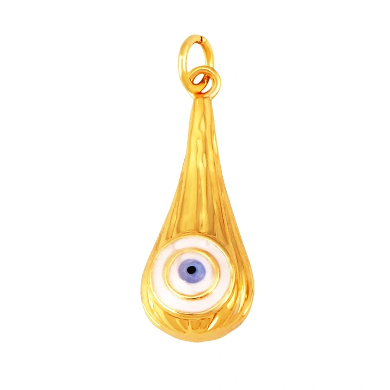 Blue Evil Eye Turkish Shell Round Charm,18K Real Gold Plated , Jewelry Necklace Bracelet Accessories Supplies S73