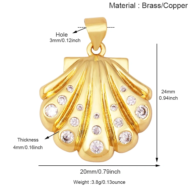 Jellyfish Ocean Shell Conch Red Lobster Sea Fish Shrimp Charm Pendant,Gold Plated Zircon Jewelry Findings Supply S73