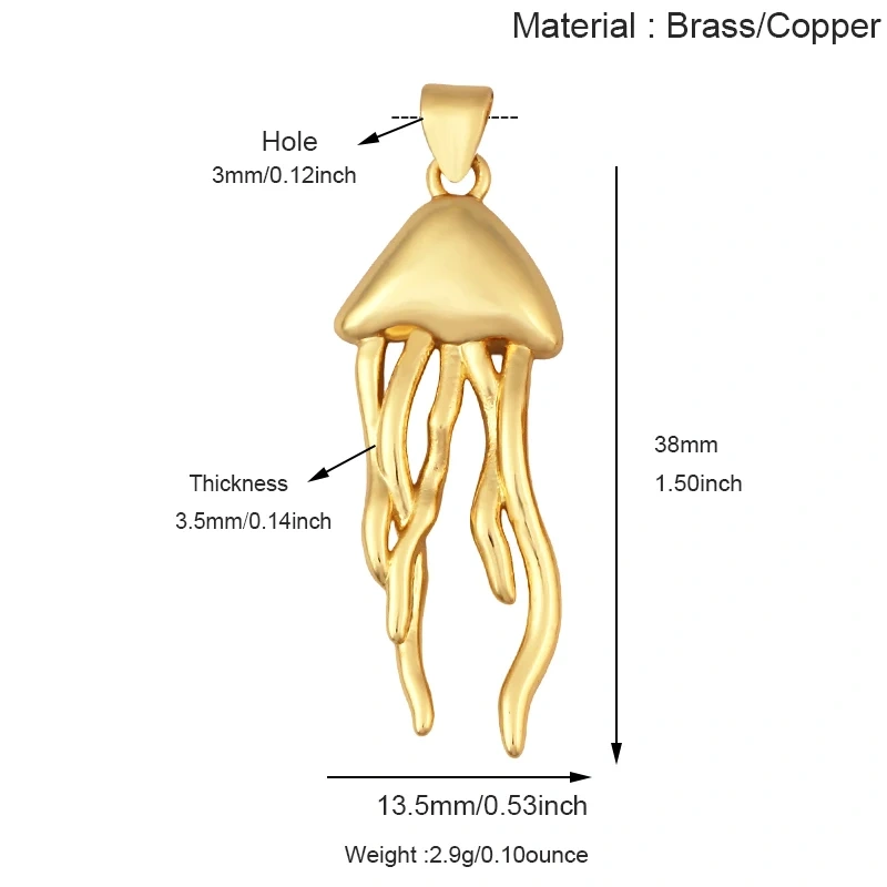 Jellyfish Ocean Shell Conch Red Lobster Sea Fish Shrimp Charm Pendant,Gold Plated Zircon Jewelry Findings Supply S73