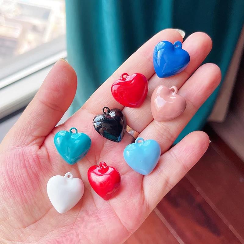 Paint Spray Red Pink  Heart Focal Charm Pendant,Full Cubic Zirconia Real 18K Gold Plated Jewelry Necklace Accessories Supply S30