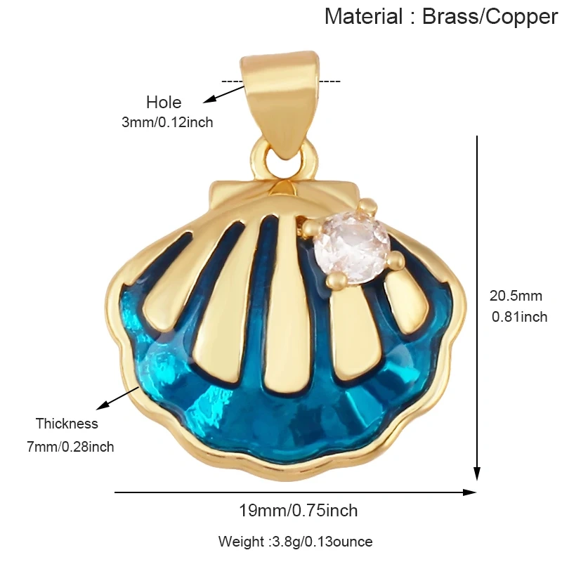 Jellyfish Ocean Shell Conch Red Lobster Sea Fish Shrimp Charm Pendant,Gold Plated Zircon Jewelry Findings Supply S73