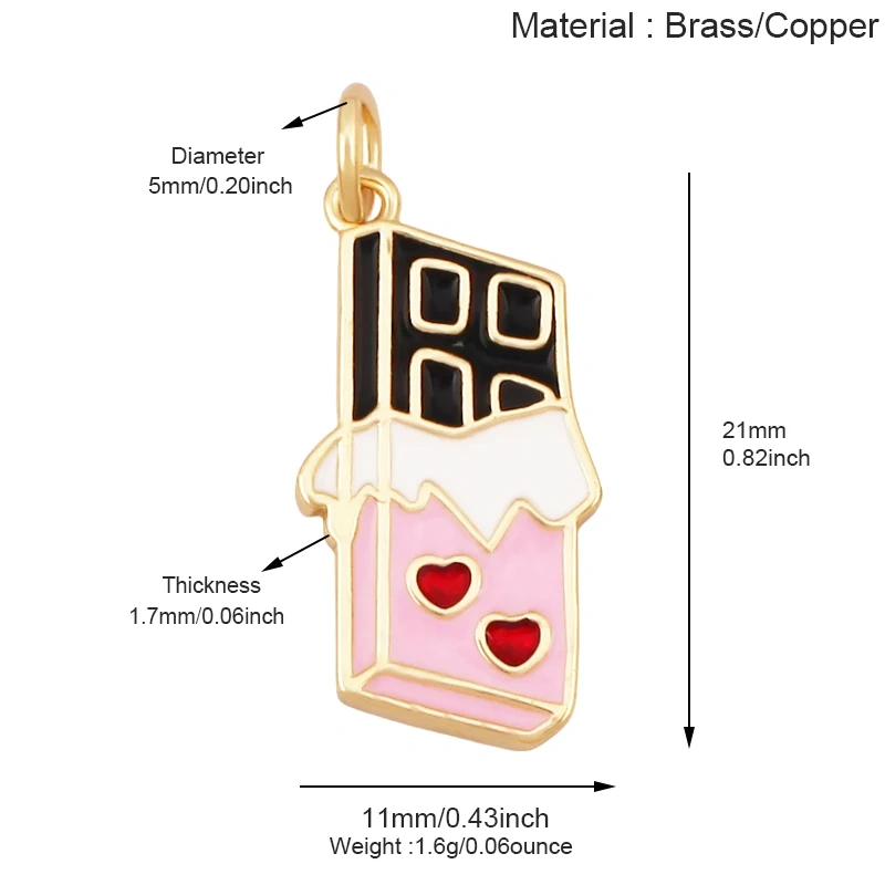 Glitter Red Kiss XOXO Love Heart Envelpe Charm, Brass 18K Gold Plated Necklace Bracelet DIY Jewelry Findings Making Supplies S61