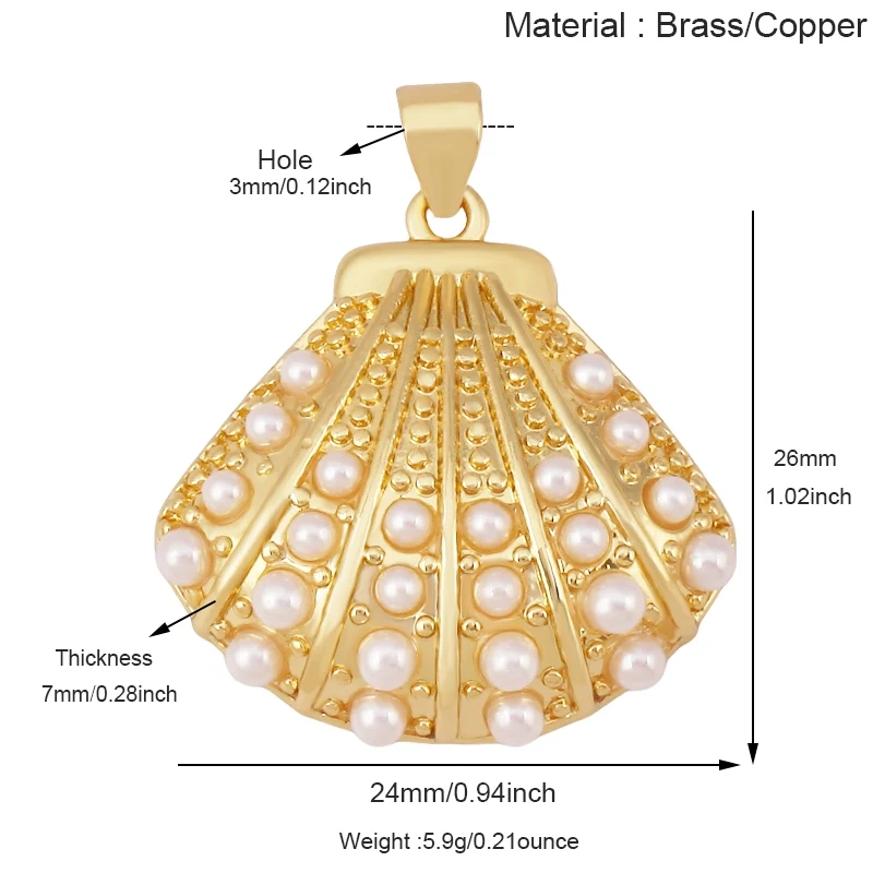 Jellyfish Ocean Shell Conch Red Lobster Sea Fish Shrimp Charm Pendant,Gold Plated Zircon Jewelry Findings Supply S73