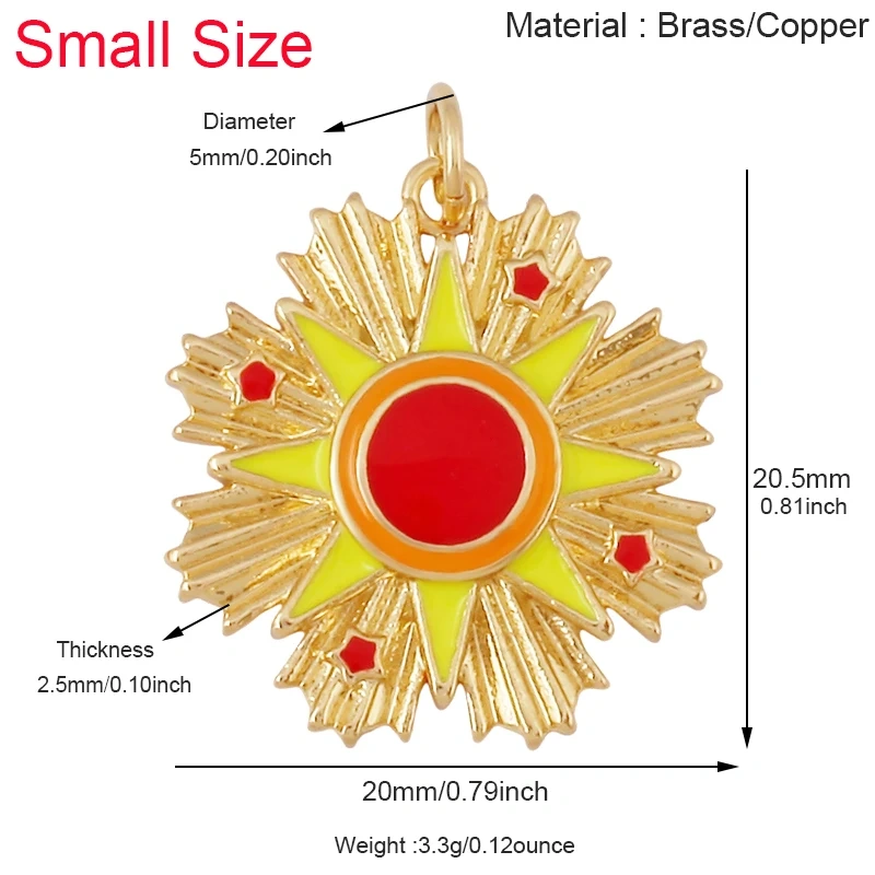 Celetial Sun Moon Polar North Star Flashing Bolt Charm Pendant,Colorful Enamel Gift Jewelry Necklace Bracelet Accessories S77