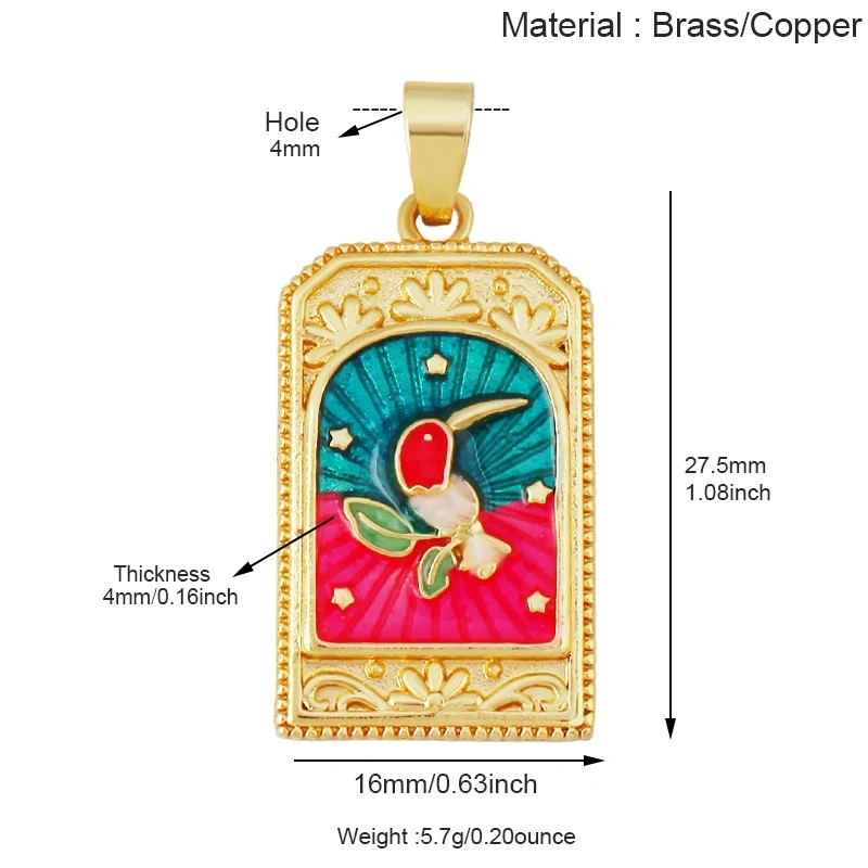 Enamel Fish Parrot Scared Heart Sun Flower Ins Conch Fish Charm Pendant,18K Real Gold Plated Zircon Jewelry Finding Supplies S85