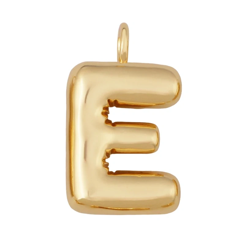 Cute Fat Bubble Brass Initial Name A-Z Letter Pendant,Real 18K Gold Plated Zircon Necklace Bracelet Jewelry Findings S67