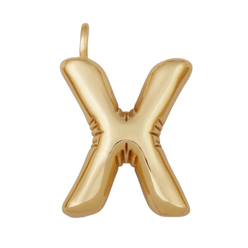 Cute Fat Bubble Brass Initial Name A-Z Letter Pendant,Real 18K Gold Plated Zircon Necklace Bracelet Jewelry Findings S67