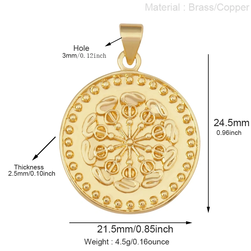 Fashion Blue Moon North Polar Star CZ Charm Pendant, 18K Gold Plated Cubic Zirconia DIY Jewelry Necklace Bracelet Supplies S52