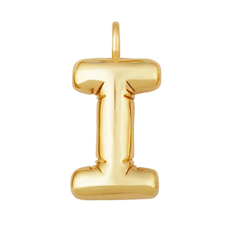 Cute Fat Bubble Brass Initial Name A-Z Letter Pendant,Real 18K Gold Plated Zircon Necklace Bracelet Jewelry Findings S67