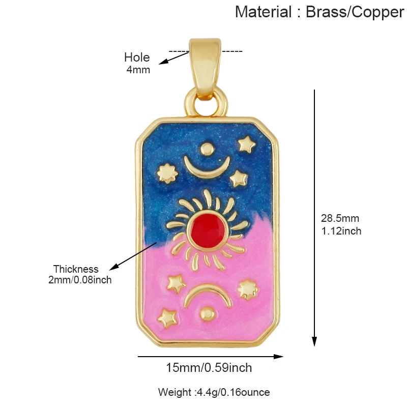 Enamel Fish Parrot Scared Heart Sun Flower Ins Conch Fish Charm Pendant,18K Real Gold Plated Zircon Jewelry Finding Supplies S85