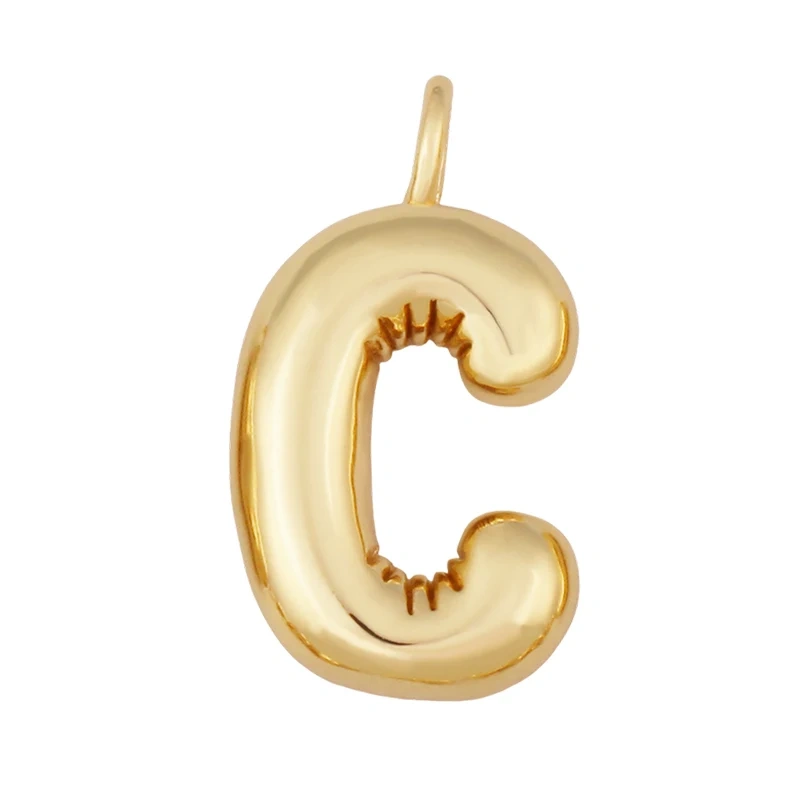 Cute Fat Bubble Brass Initial Name A-Z Letter Pendant,Real 18K Gold Plated Zircon Necklace Bracelet Jewelry Findings S67