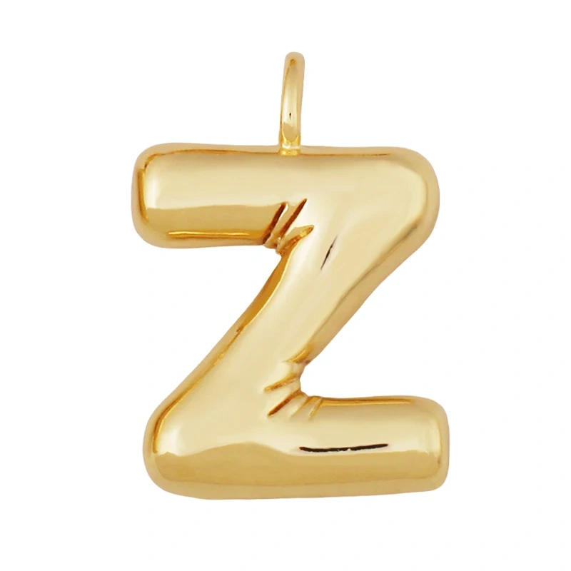 Cute Fat Bubble Brass Initial Name A-Z Letter Pendant,Real 18K Gold Plated Zircon Necklace Bracelet Jewelry Findings S67