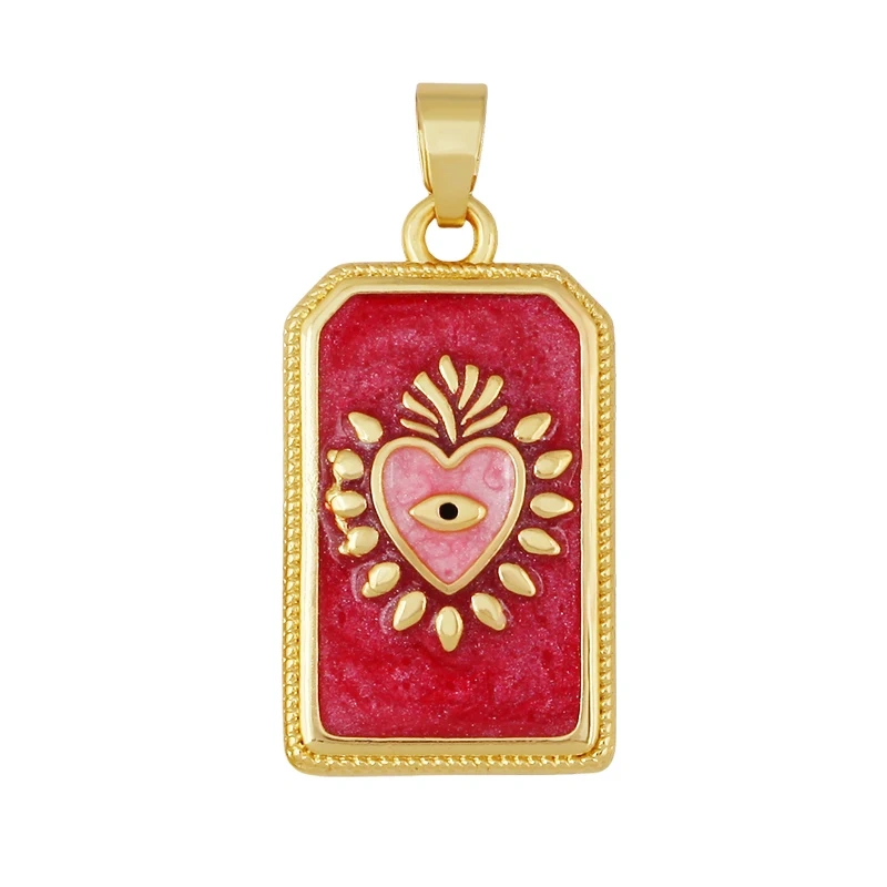 Enamel Fish Parrot Scared Heart Sun Flower Ins Conch Fish Charm Pendant,18K Real Gold Plated Zircon Jewelry Finding Supplies S85
