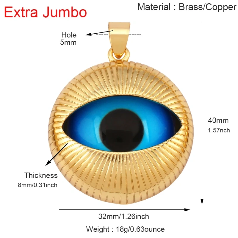 Blue Round Heart Eye Lucky Amulet Turkish Lucky Pendant,Real 18k Gold Plated Necklace Bracelet Jewelry Findings Supplies S52