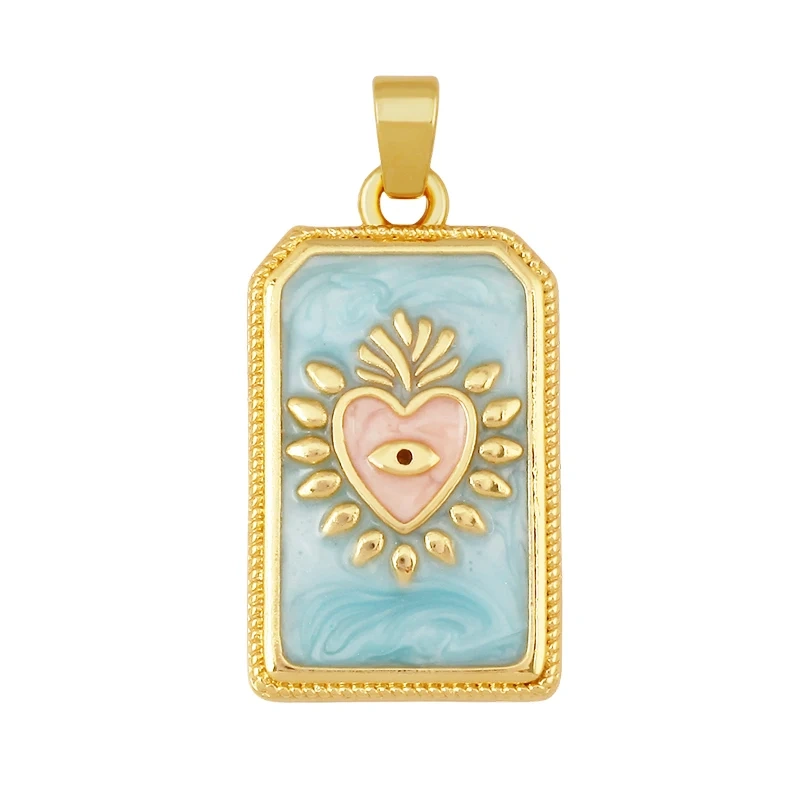 Enamel Fish Parrot Scared Heart Sun Flower Ins Conch Fish Charm Pendant,18K Real Gold Plated Zircon Jewelry Finding Supplies S85