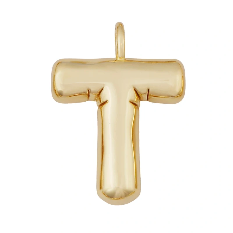 Cute Fat Bubble Brass Initial Name A-Z Letter Pendant,Real 18K Gold Plated Zircon Necklace Bracelet Jewelry Findings S67