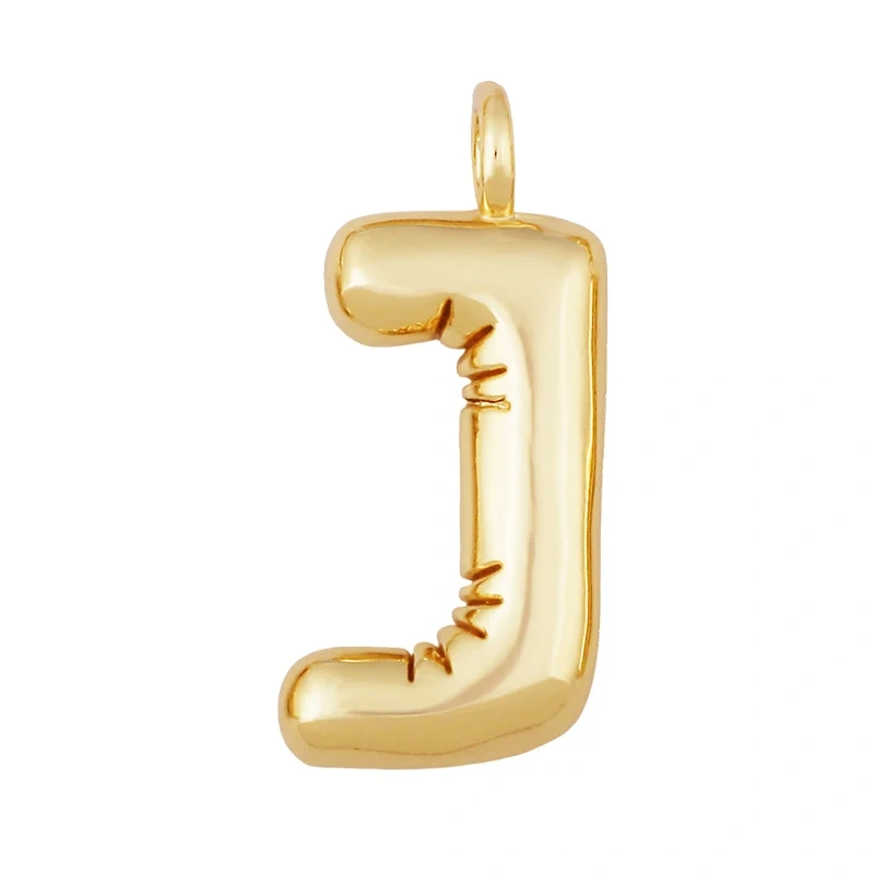 Cute Fat Bubble Brass Initial Name A-Z Letter Pendant,Real 18K Gold Plated Zircon Necklace Bracelet Jewelry Findings S67
